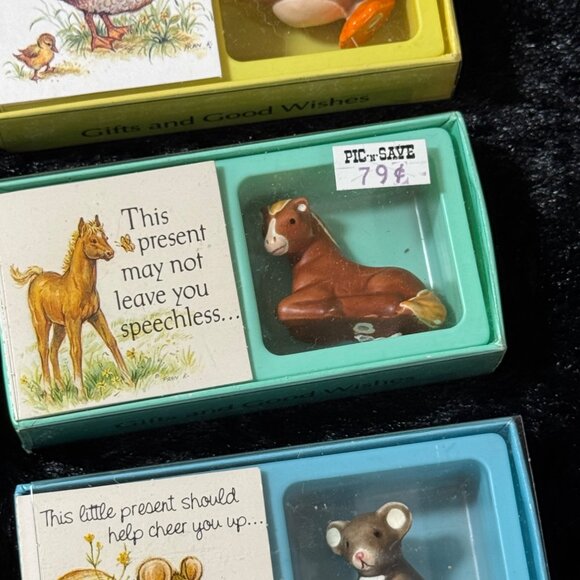 Vintage American Greetings  Americard Miniture Animals And Card NOS Set Of 6 - Picture 2 of 7